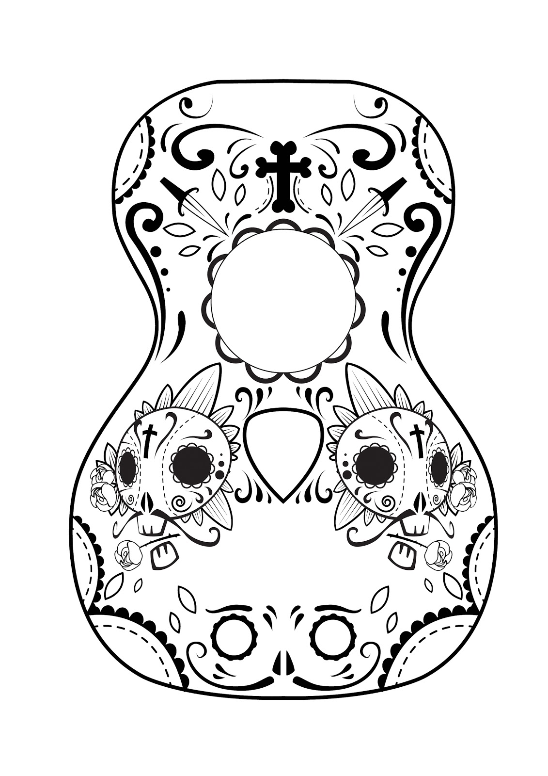 1131x1600 Ukulele Colouring Pages