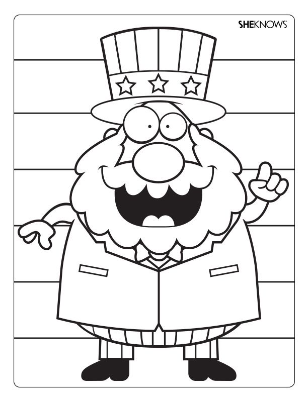 612x792 A Fun Printable Coloring Page Of Kooky Uncle Sam. Everything 4th