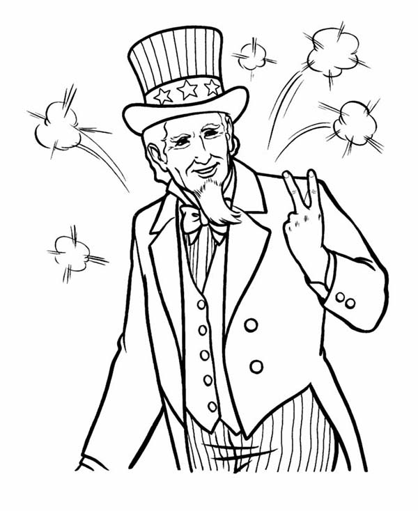 600x734 Picture Of Uncle Sam On Independence Day Celebration Coloring Page