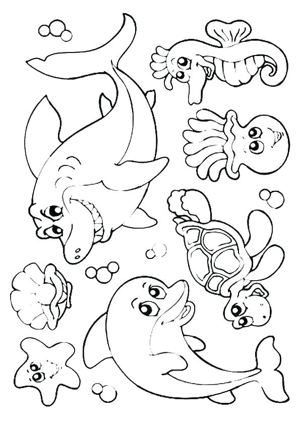 595x842 Realistic Ocean Animals Coloring Pages Printable Coloring Sea