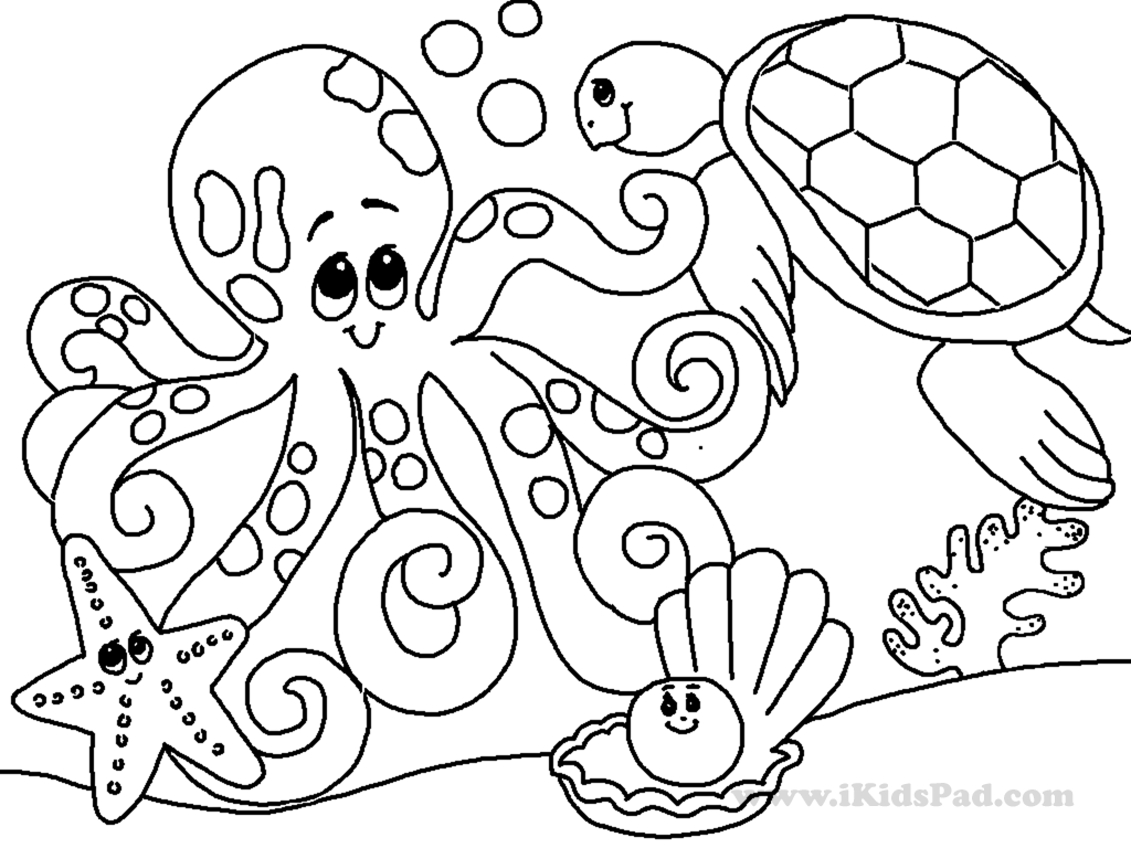 1024x768 Underwater Animals Coloring Pages