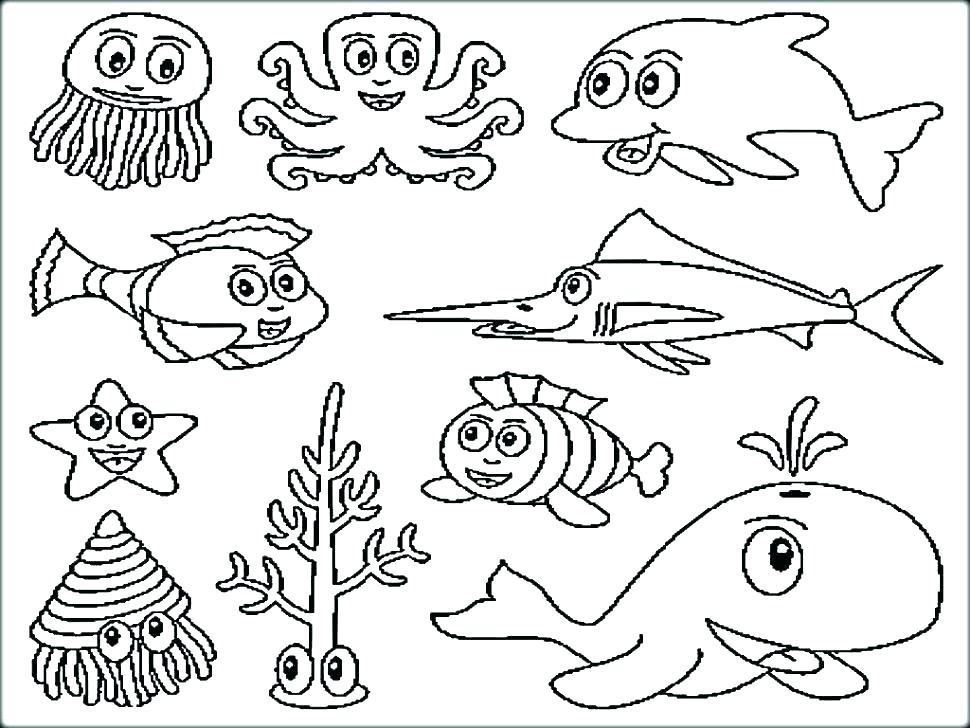 970x728 Coloring Page Of A Fish Underwater Coloring Page Ocean Scene