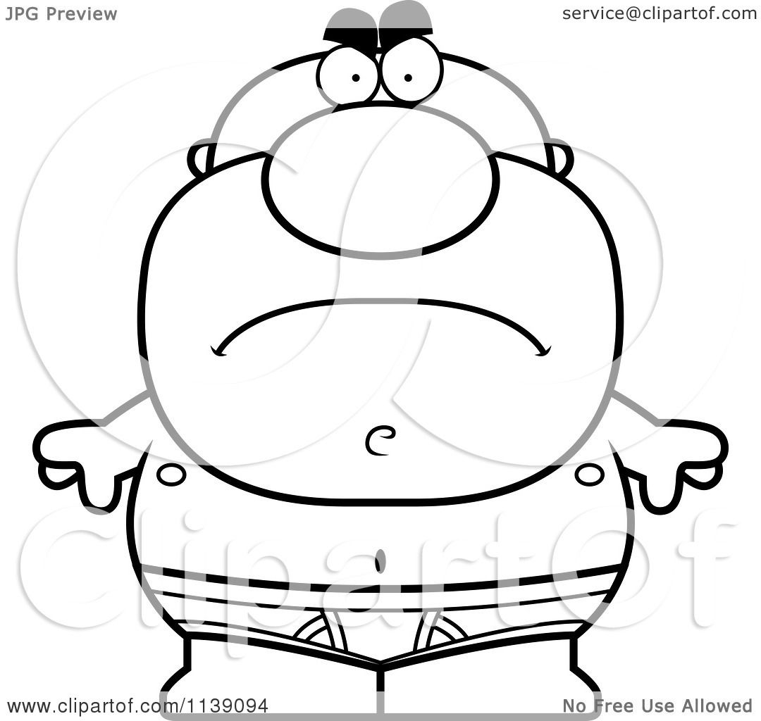 1080x1024 Cartoon Clipart Of A Black And White Mad Bald Man In Underwear