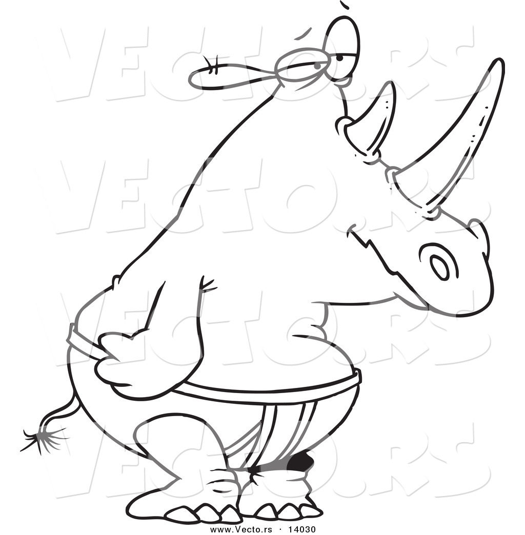 1024x1044 Vector Of A Cartoon Rhino In Underwear Coloring Page Outline By