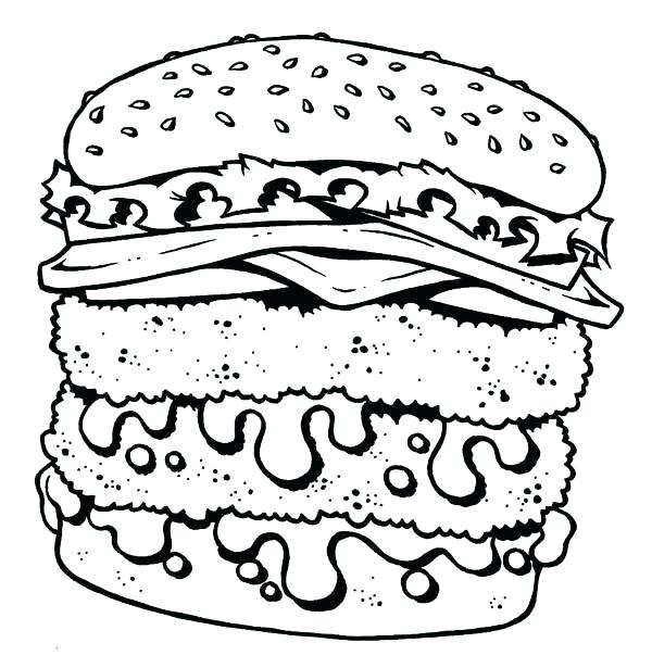 600x615 Food Coloring Page Junk Food Coloring Pages Double Cheeseburger