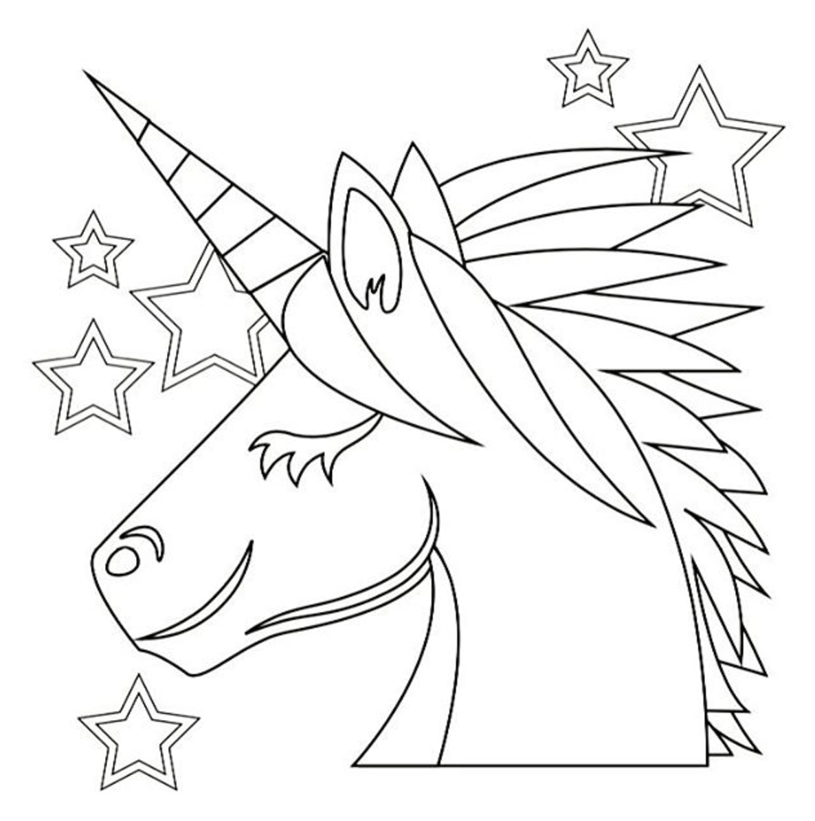 1186x1194 Unicorn Emoji Coloring Page