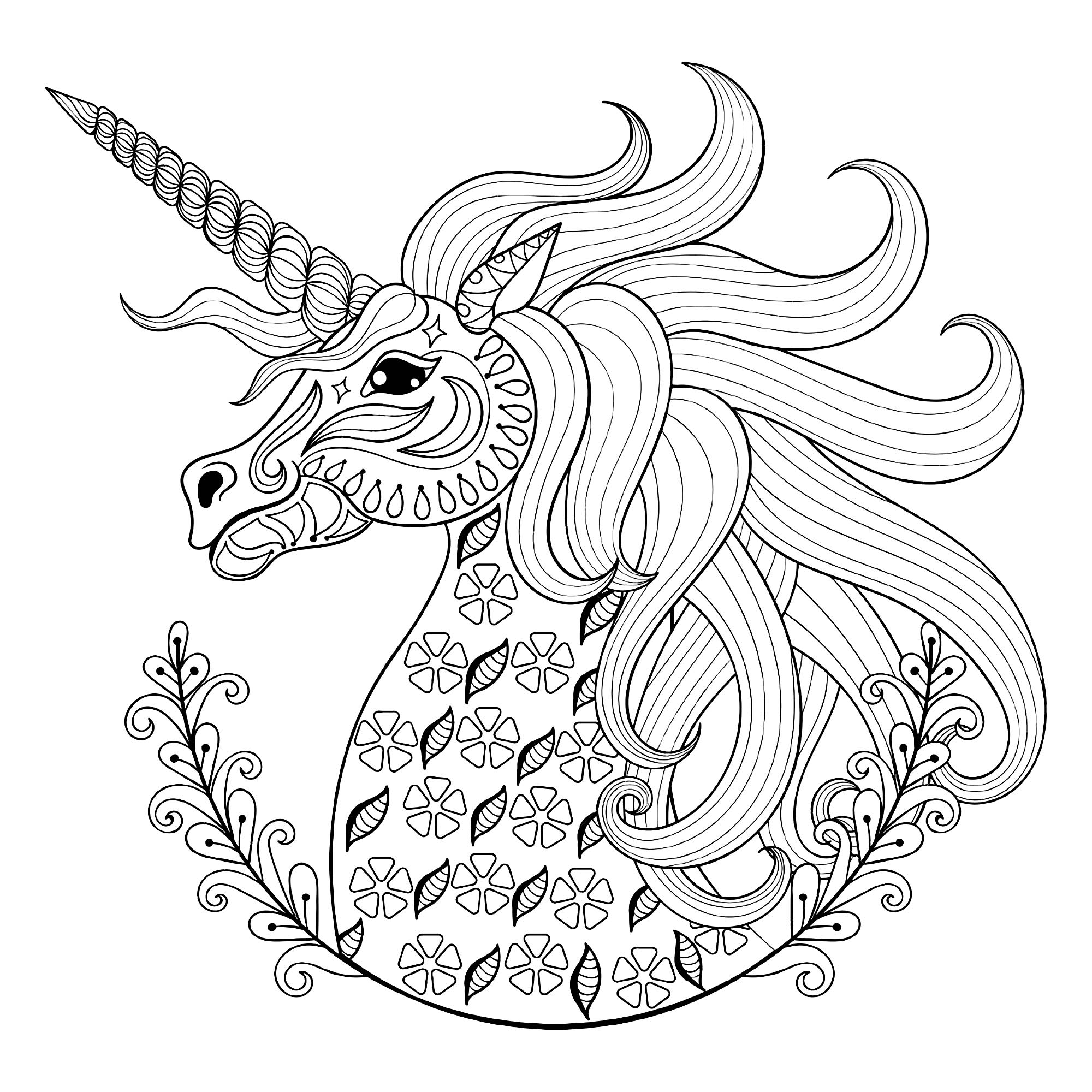 2000x2000 Unicorn Head With Patterns