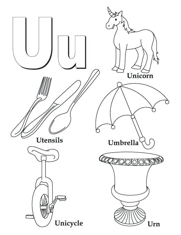 612x792 U Coloring Pages My A To Z Coloring Book Letter U Coloring Page