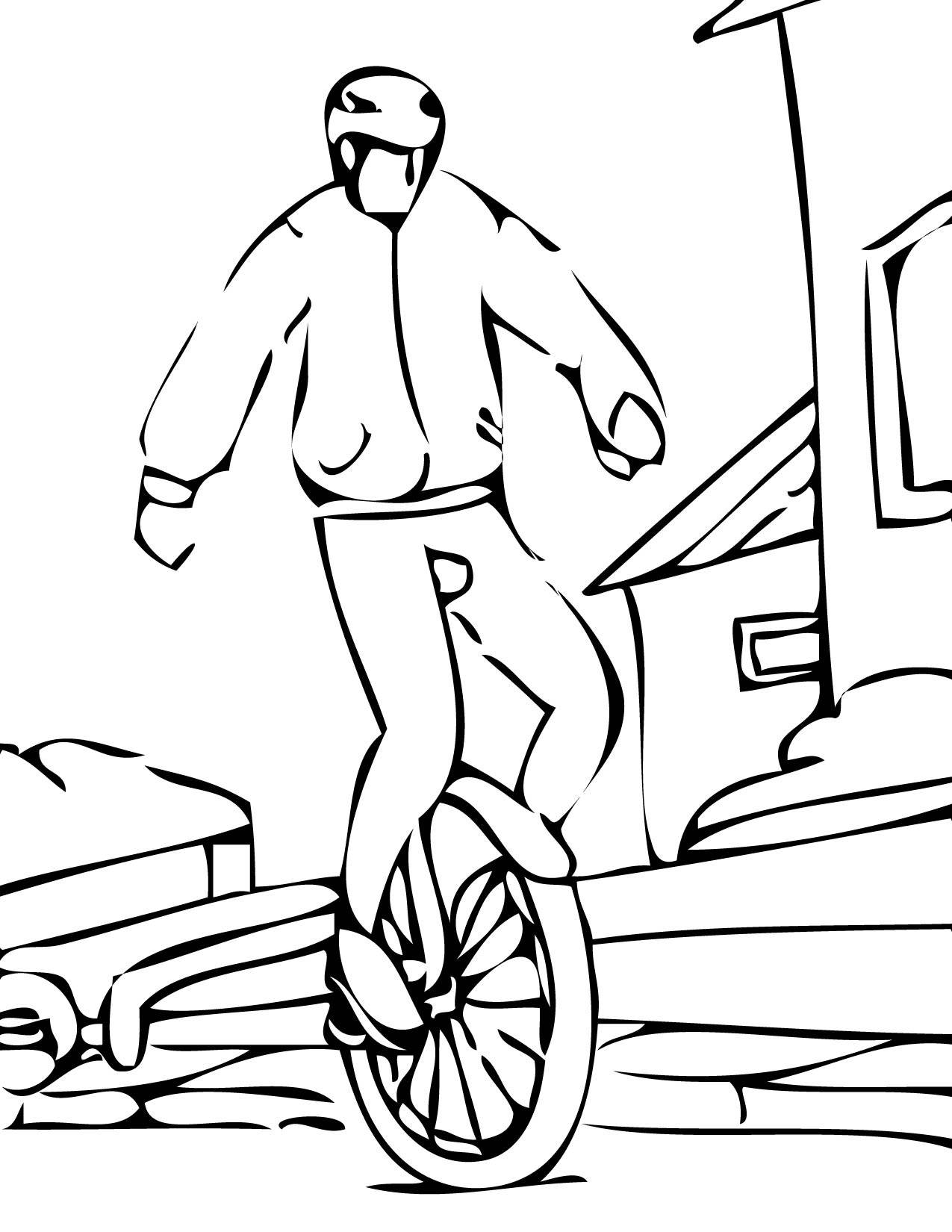 1275x1650 Unicycle Coloring Page