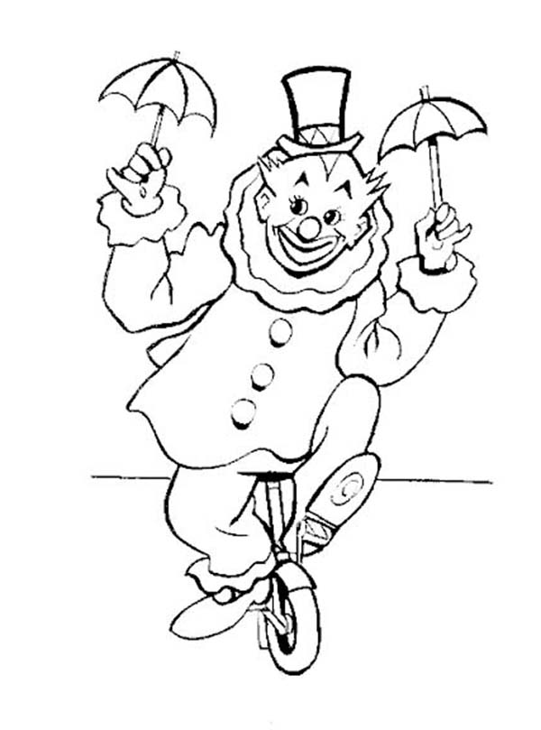 600x809 Clown Riding A Unicycle Coloring Page Color Luna
