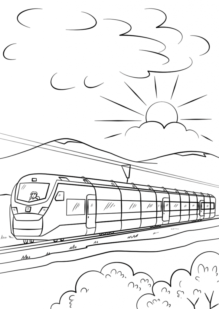 724x1024 Intercity High Speed Train Coloring Page Download