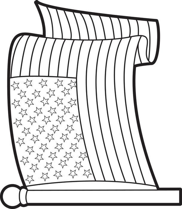 609x700 Drawn American Flag Colouring Page