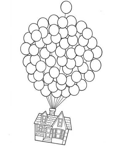 406x480 Disney's Up House On Balloons Coloring Page