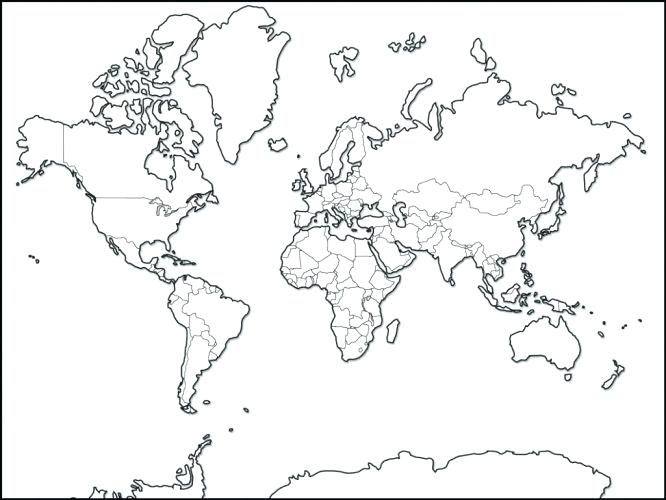 666x500 Outline Map Of Us And Canada Coloring Map Of The United States