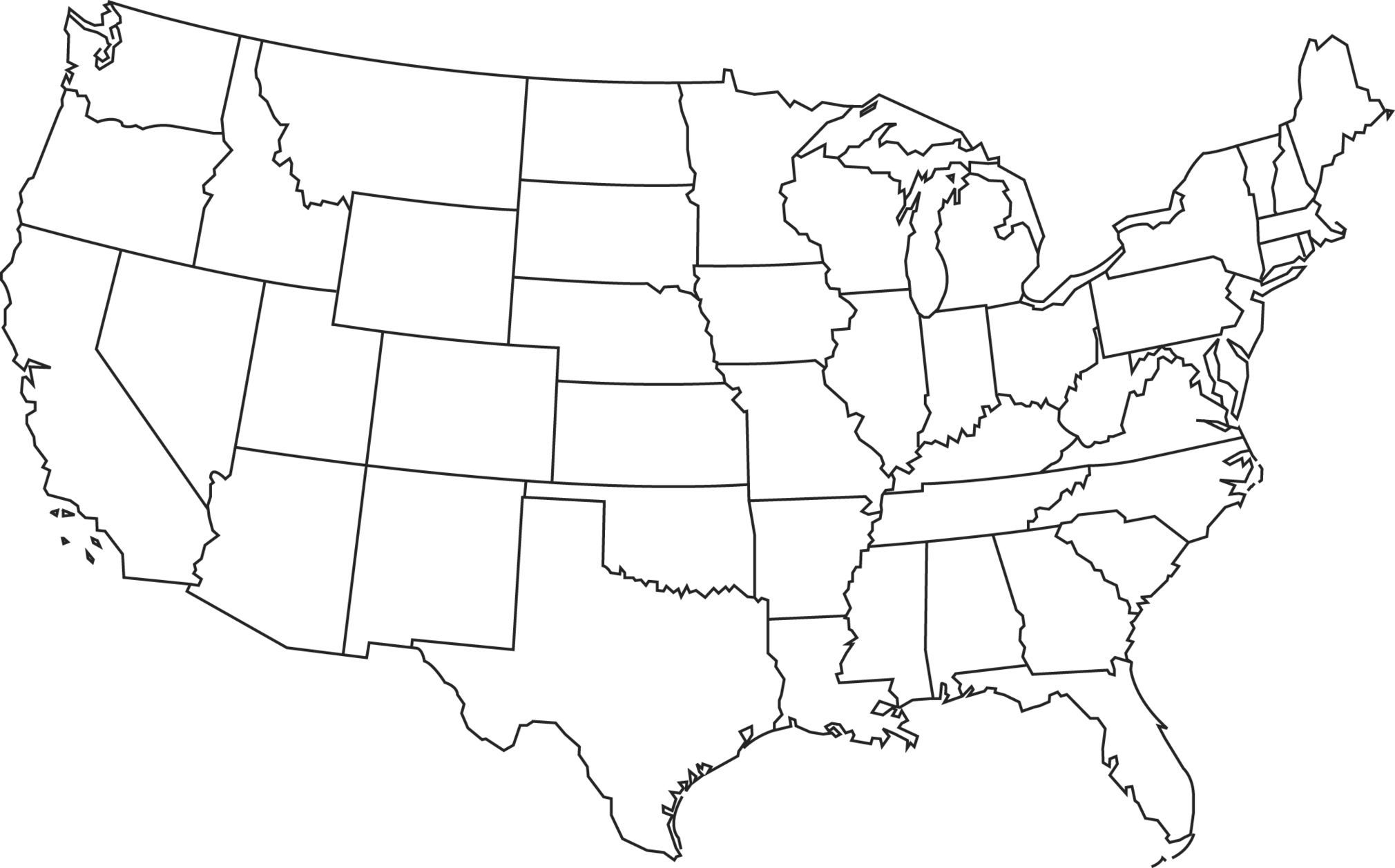 2020x1257 United States Map Coloring Page Printable Map Hd