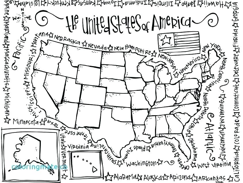 845x637 Map Usa Coloring Page Kids Coloring Printable Blank Us State Map