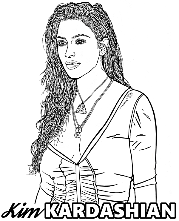 600x740 Kim Kardashian A Free Coloring Page To Print Or Download