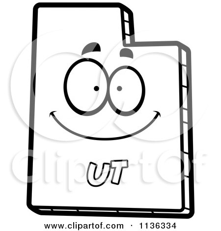 450x470 Cartoon Clipart Of An Outlined Happy Utah State Character
