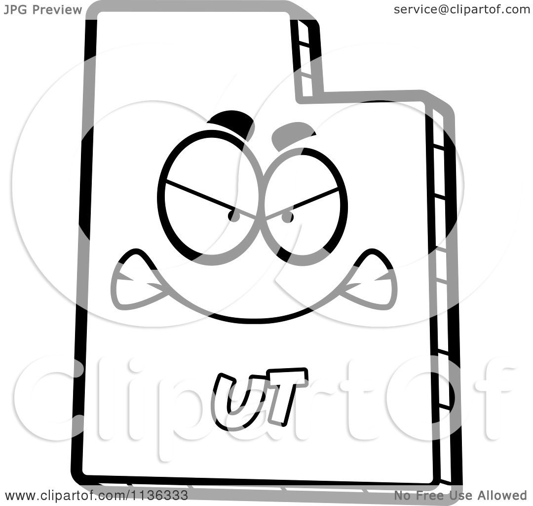 1080x1024 Cartoon Clipart Of An Outlined Mad Utah State Character
