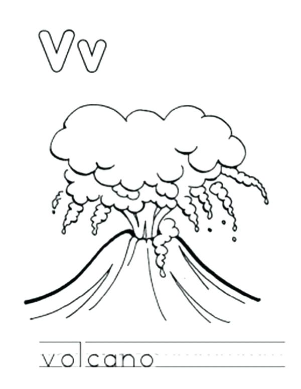 600x776 Letter V Coloring Page Letter V Coloring Pages Volcano