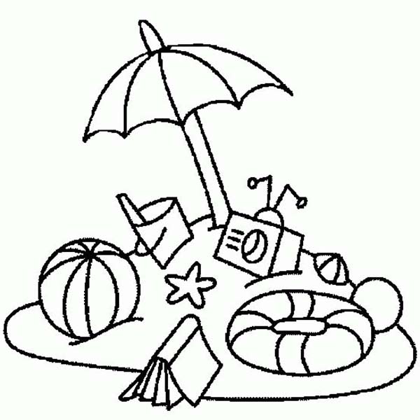 600x600 Everything You Need On Beach Vacation Coloring Page