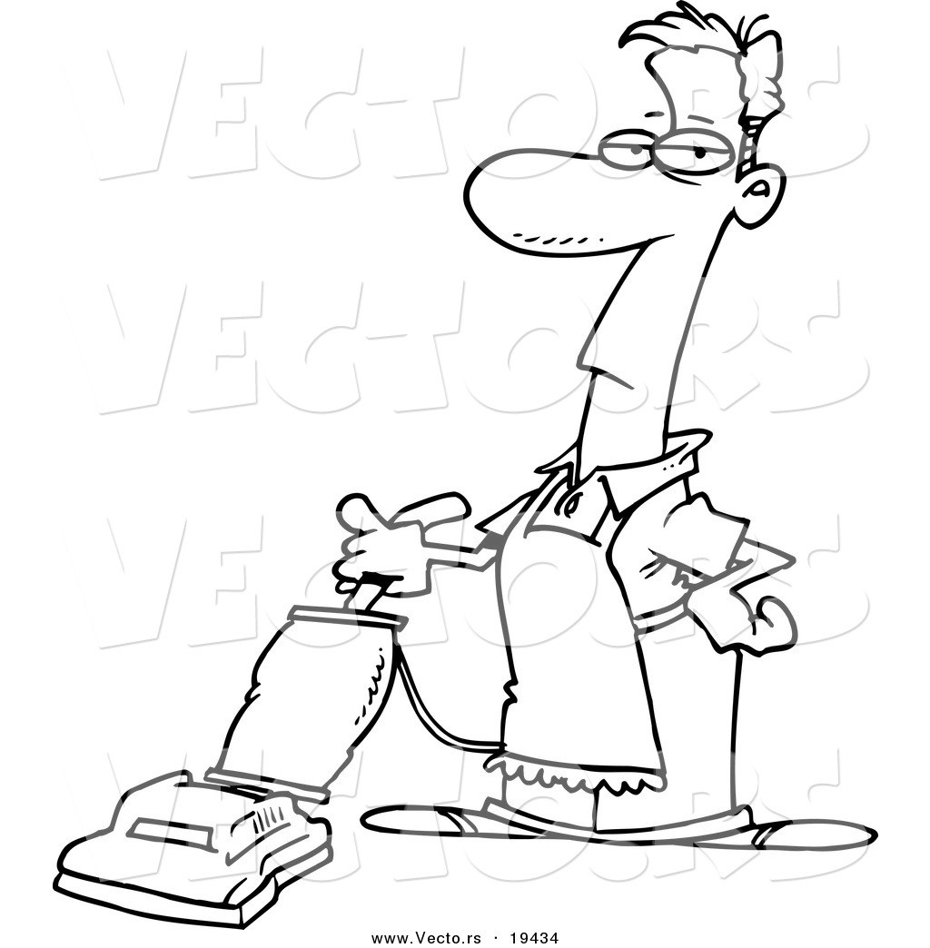 1024x1044 Vector Of A Cartoon Man Vacuuming Outlined Coloring Page By Best