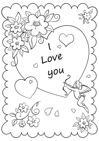 340x480 Colorable Valentines Day Cards Valentines Day Card I Love You