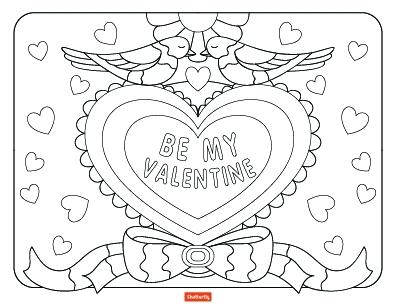 396x306 Coloring Pages For Adults Pdf Valentines Day Kids Red Heart Frame