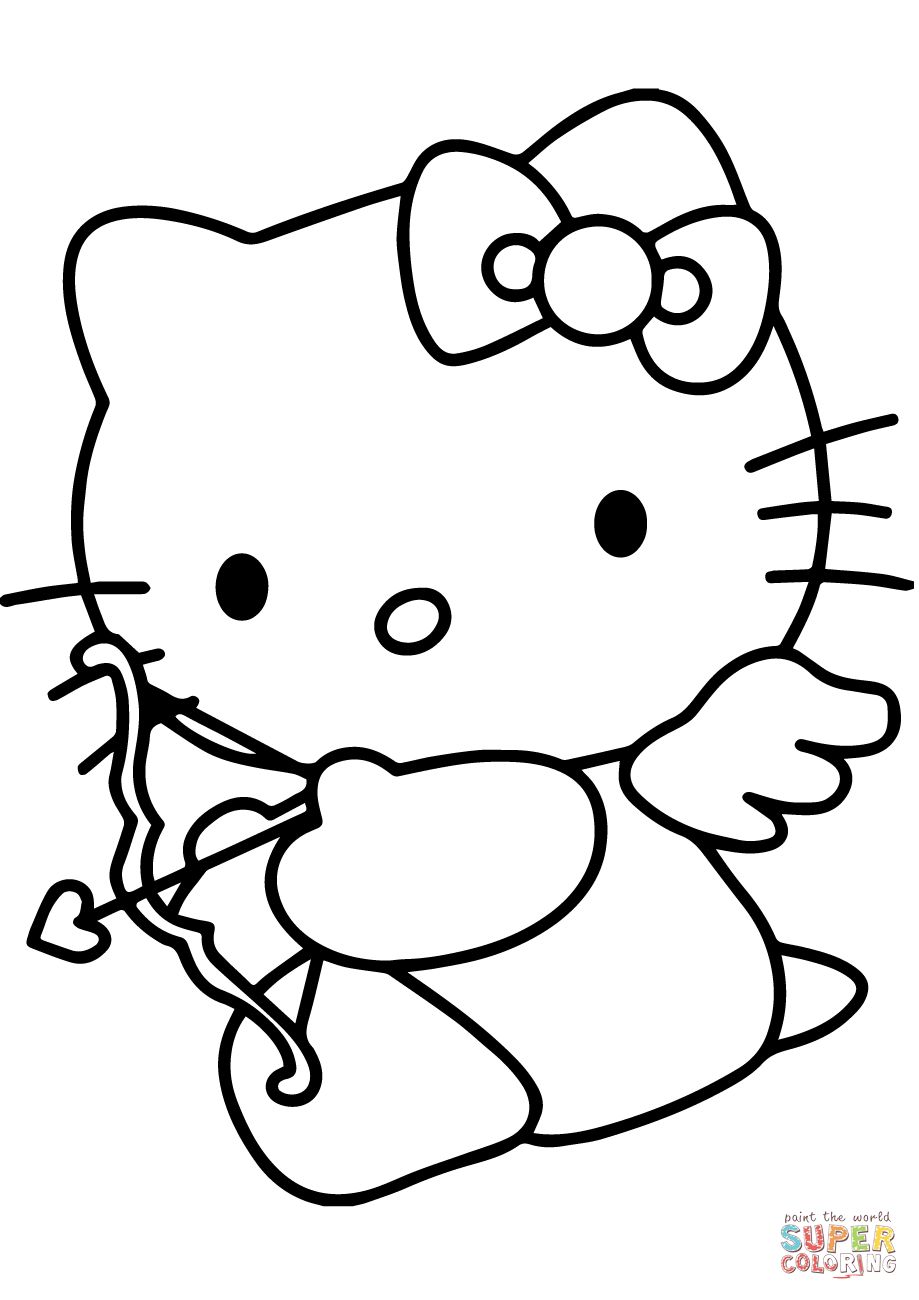 919x1300 Hello Kitty Valentines Cupid Coloring Page Cupid Coloring Pages