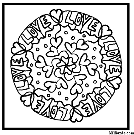 450x454 Valentine's Day Mandala Coloring Pages