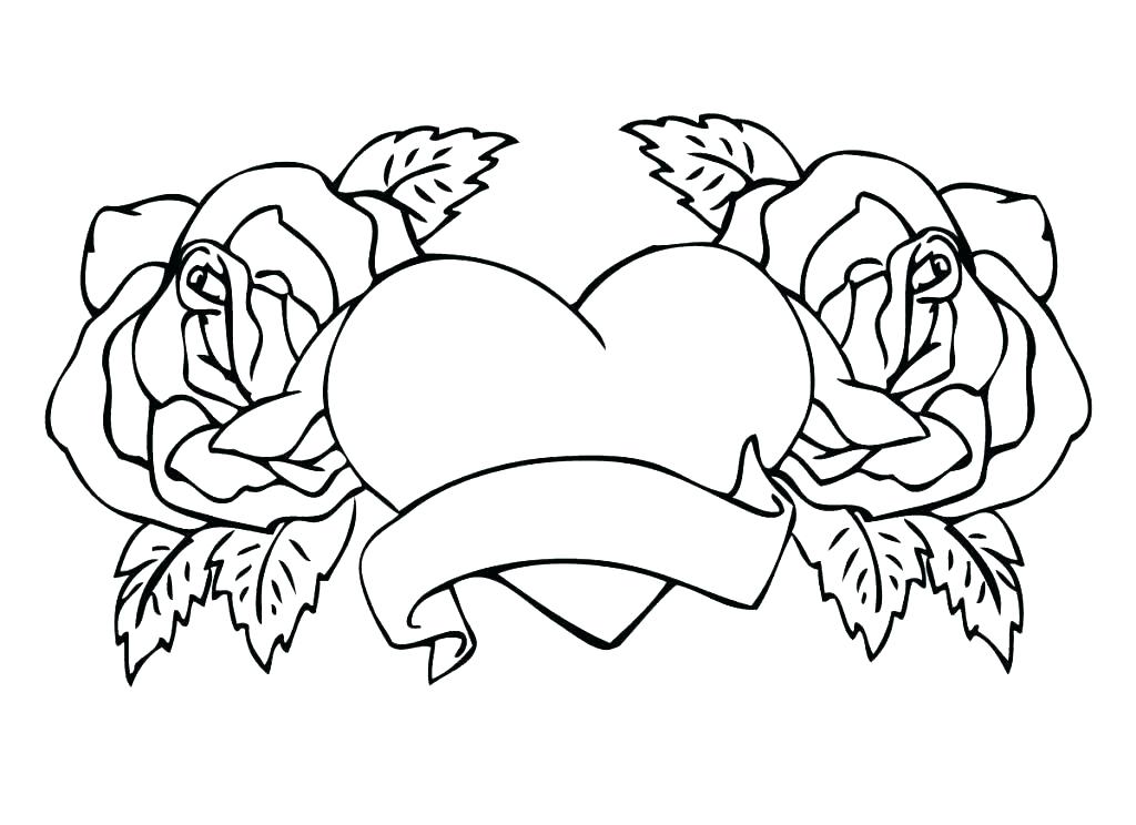 1024x744 Valentine Heart Coloring Pages Also Coloring Pages Hearts Roses