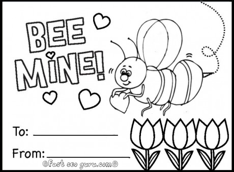 460x338 Coloring Pages Of Valentine Cards Printable Bee Mine Valentine