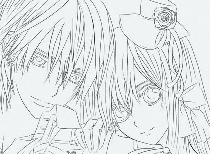 687x503 Extraordinary Vampire Knight Coloring Pages Medium Size Of Manga