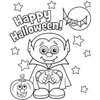 345x345 Halloween Little Vampire Coloring Page Main On Halloween Coloring