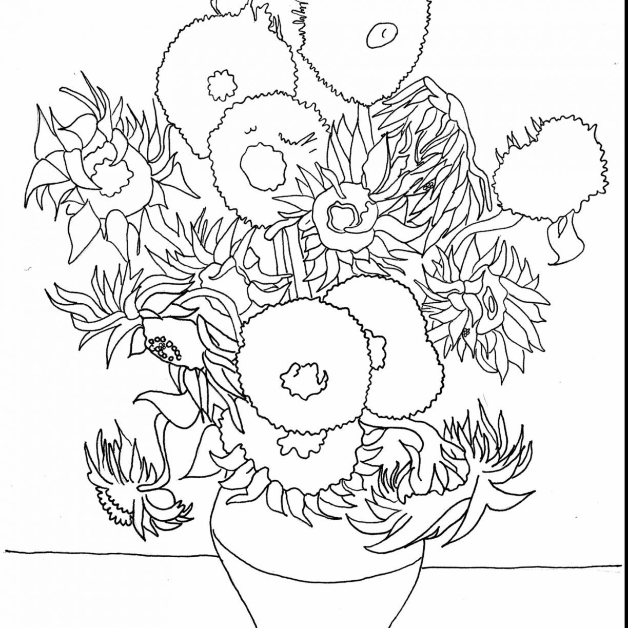 1224x1224 Coloring Pages Van Gogh Within Frightening For Kids Pdfy Free