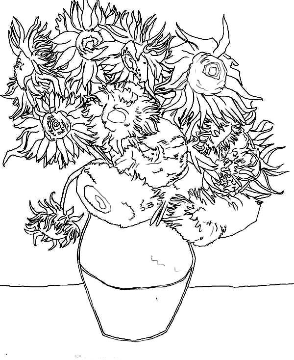 600x733 Sunflower Coloring Page Van Gogh Sunflower Coloring Page Van