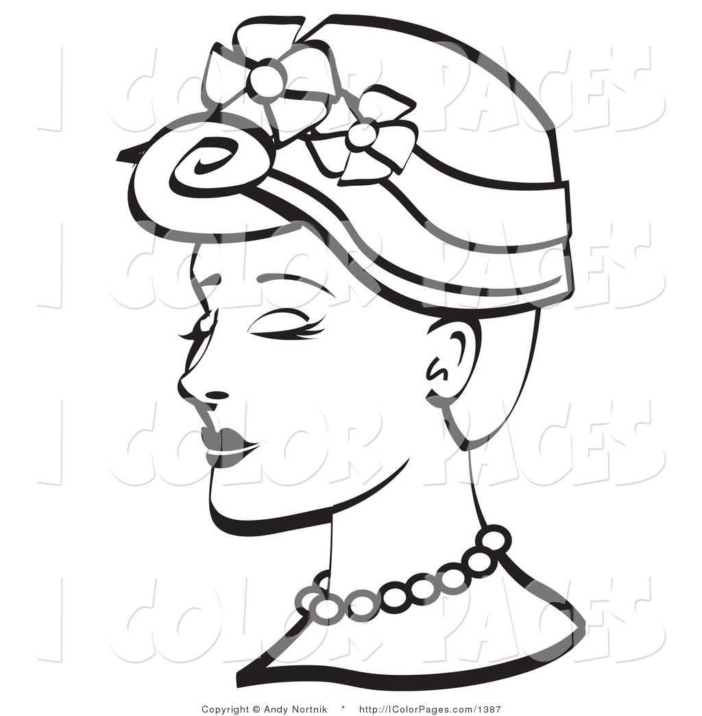1024x1044 Vector Coloring Page Of A Vintage Woman In Floral Hat Colori