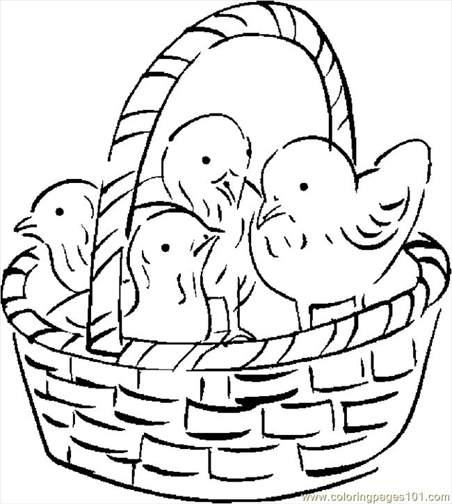 650x724 Chicks In Basket 1 Coloring Page