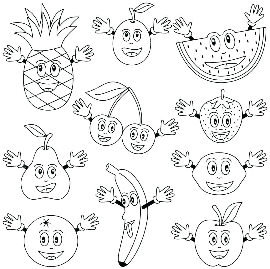 863x861 Fruits And Vegetables Coloring Fruits And Veggies Coloring Pages