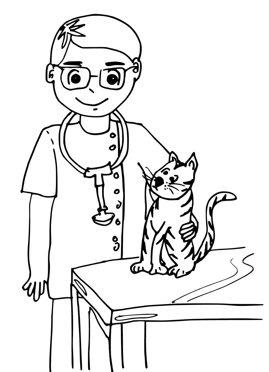 933x1287 Cat Veterinarian Coloring Pages