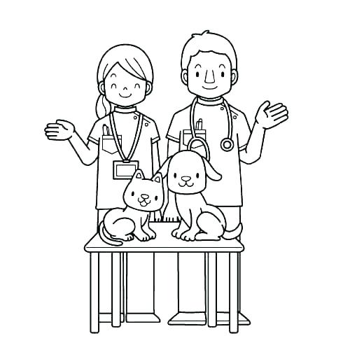 500x500 Veterinarian Coloring Page