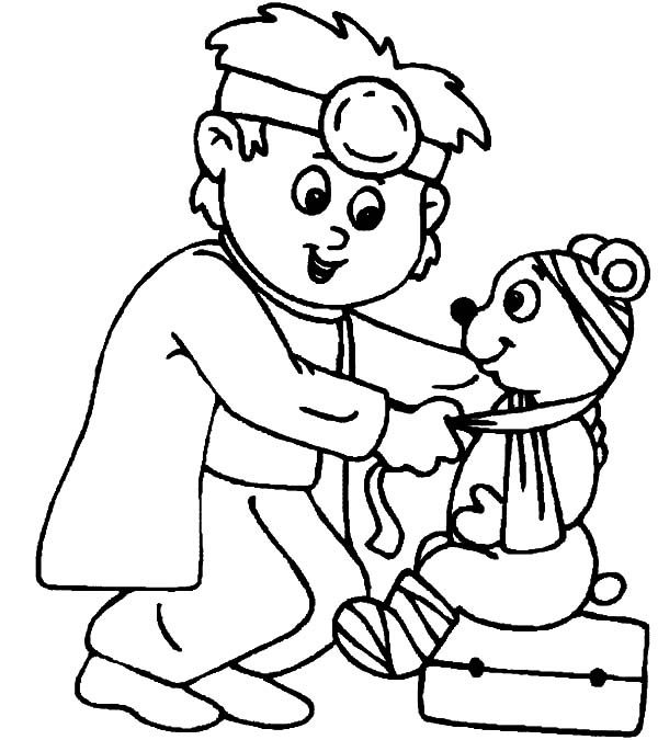600x675 Vet Coloring Page Little Veterinary Take Care Wounded Bear On Jobs
