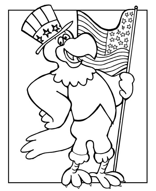 600x732 The Eagle Holding Us Flag Celebrating Veterans Day Coloring Page