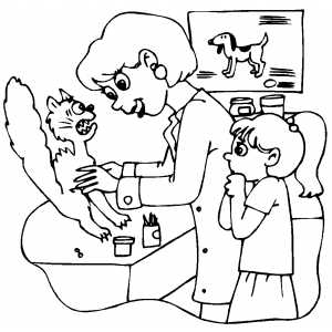 300x300 Scared Cat At Veterinarian Office Coloring Page