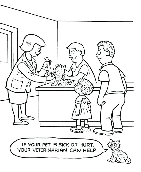 600x730 Veterinarian Coloring Pages Hospital Veterinarian At Pet Hospital