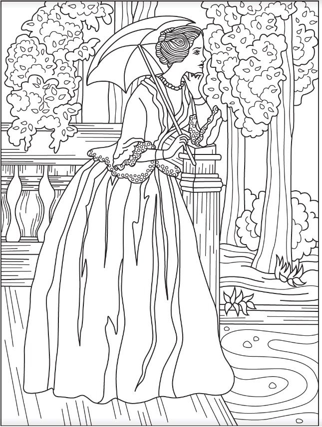 645x857 Victorian Woman Coloring Page Colorish Free Coloring App