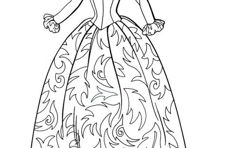 469x304 Kid Coloring Pages Printable Girls In Long Dresses Victorian Era