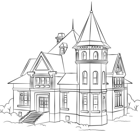 480x480 House Coloring Page