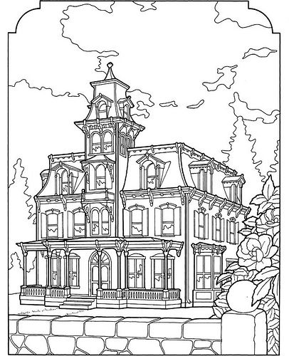 406x500 Victorian House Coloring Page