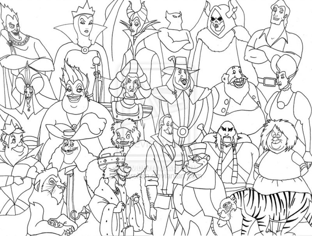 1024x775 Disney Villains Coloring Pages Disney Villains Group Coloring